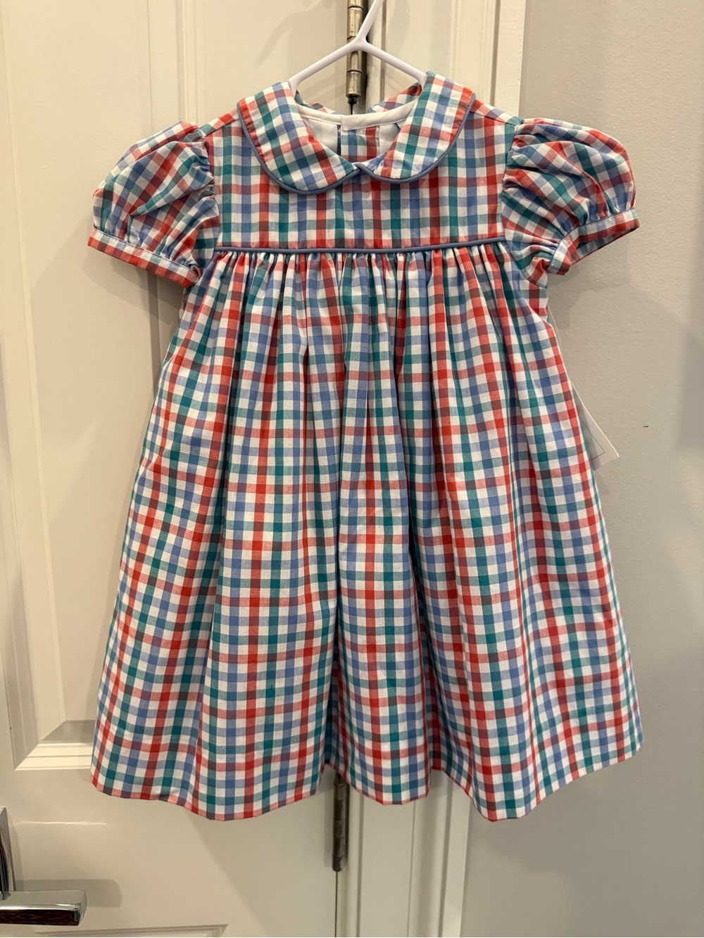 Bailey Boys Plaid Peter Pan Collar Kids Dress - Red & Blue